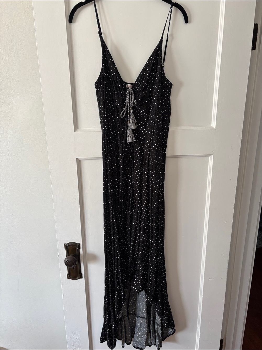 Xhilaration Black Maxi Dress with White Polka Dots